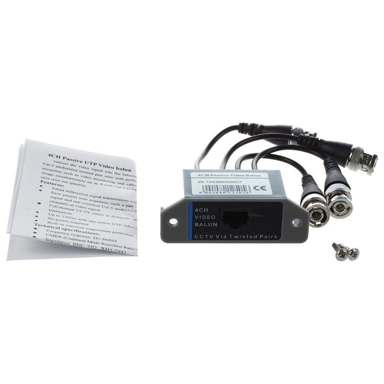 4 Channel Video ( BNC ) to UTP ( RJ45 ) Video Balun 4 Channel Video ( BNC ) to UTP ( RJ45 ) Video Balun